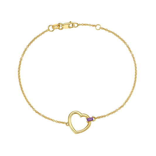 Royal Chain 14K Baguette Gemstone Heart Bracelet C16232