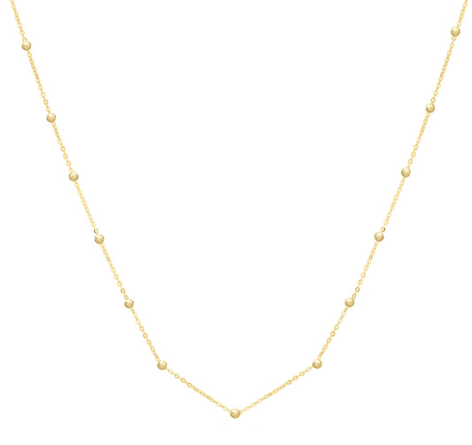 Yellow Gold Diamond Cut/ Textured Pallina Beads Necklace