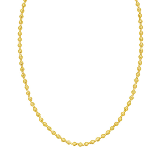 Yellow Gold Diamond Cut/ Textured Beaded Bliss Necklace