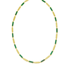 Yellow Gold Polished Inlay Gemstone Fashion Necklace