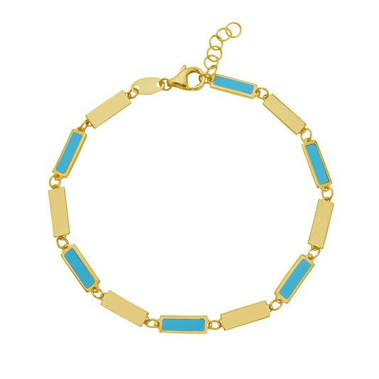 Yellow Gold Polished Inlay Gemstone Fashion Bracelet