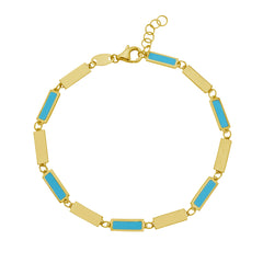 Yellow Gold Polished Inlay Gemstone Fashion Bracelet