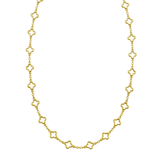 Yellow Gold Polished Golden Clovers Necklace