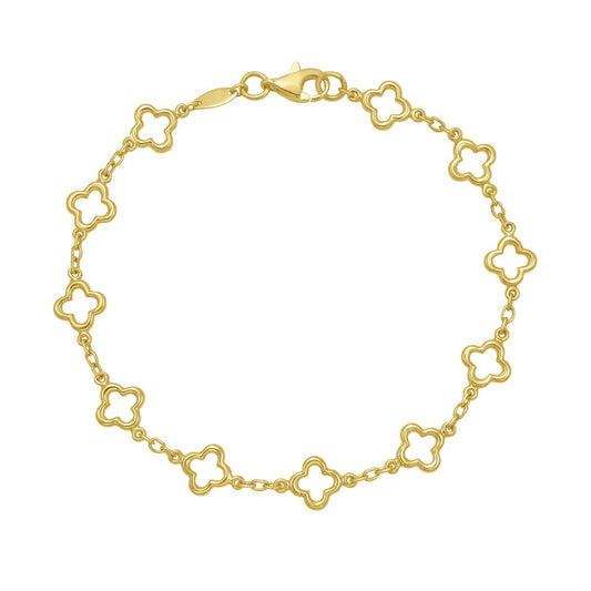 Tri-color Gold Polished Golden Clovers Necklace