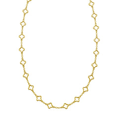 Yellow Gold Polished Golden Clovers Necklace