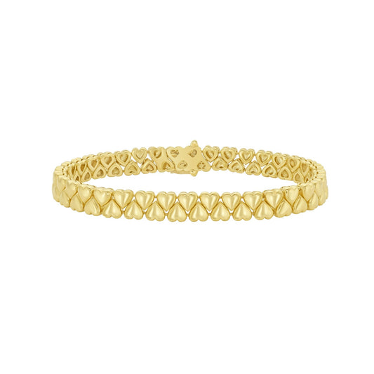 Yellow Gold Polished Hearts Bracelet