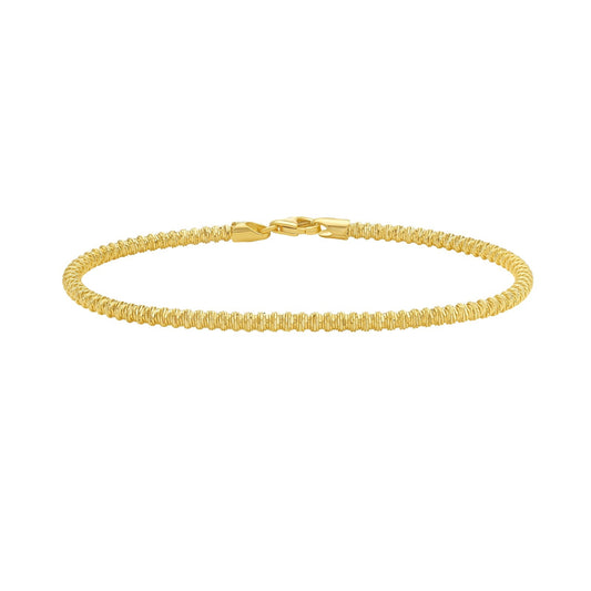 Yellow Gold Diamond Cut/ Textured Sparkle Spring Bracelet