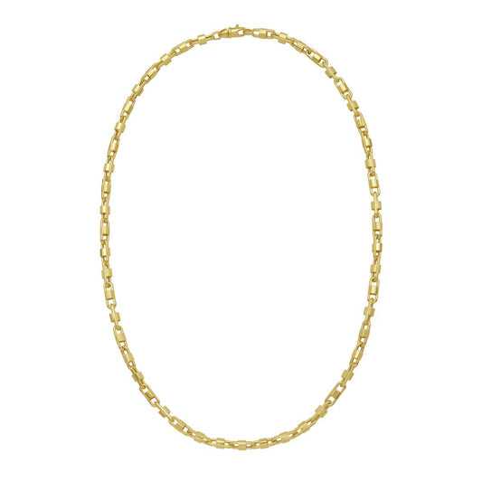 Tri-color Gold Polished Square Byzantine Necklace