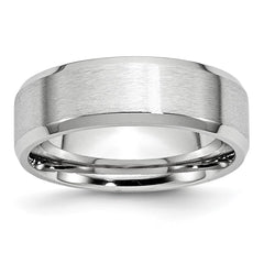 Chisel Cobalt Satin and Polished Beveled Edge 7mm Band