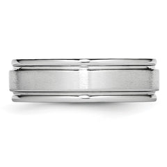 Chisel Cobalt Satin and Polished Ridged Edge 7mm Band