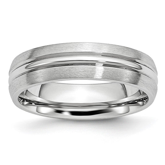 Chisel Cobalt Satin and Polished Grooved 6mm Band