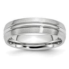 Chisel Cobalt Satin and Polished Grooved 6mm Band