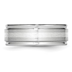 Chisel Cobalt Sterling Silver Inlay Satin and Polished 8mm Band