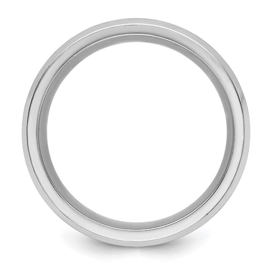 Chisel Cobalt Brushed and Polished with CZ Beveled 8mm Band