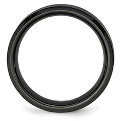 Chisel Ceramic Black Faceted Beveled Edge 8mm Polished Band