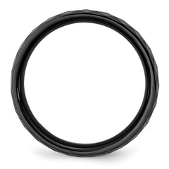 Chisel Ceramic Black 6mm Faceted Polished Band