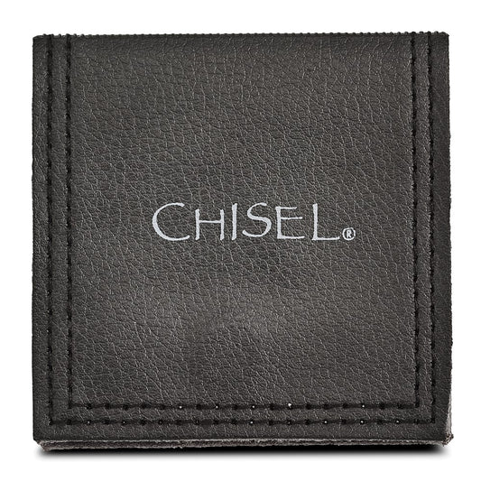 SRE316 Chisel Stainless Steel Polished with CZ Heart Post Earrings