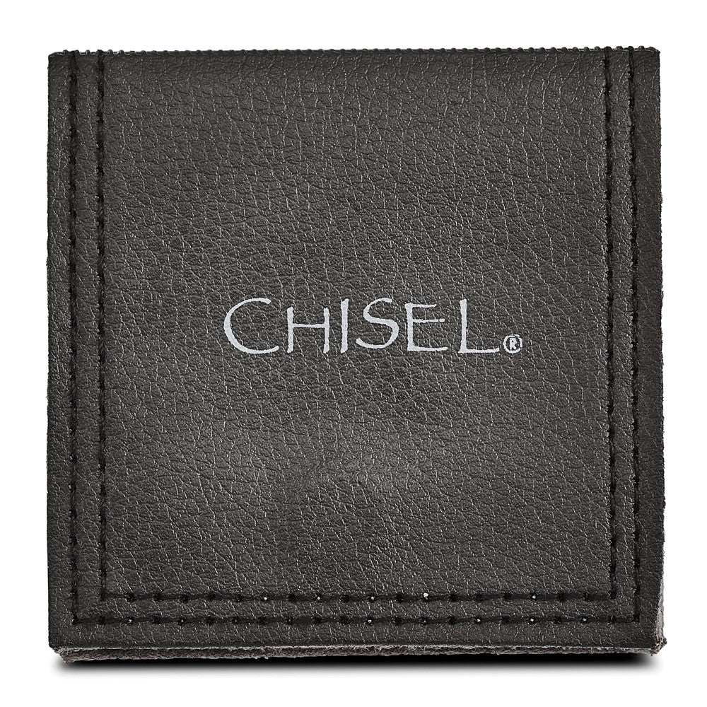 SRE1166 Chisel Stainless Steel Polished Curved Disk Dangle Leverback Earrings