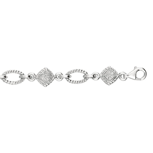 Parkplace Jewelers silver-open-oval-rope-25ct-diamond-accent-link-bracelet-dagf3016