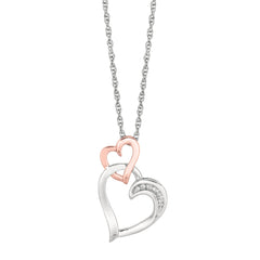 Two-tone Sterling Silver Polished Silver With Diamond Necklace