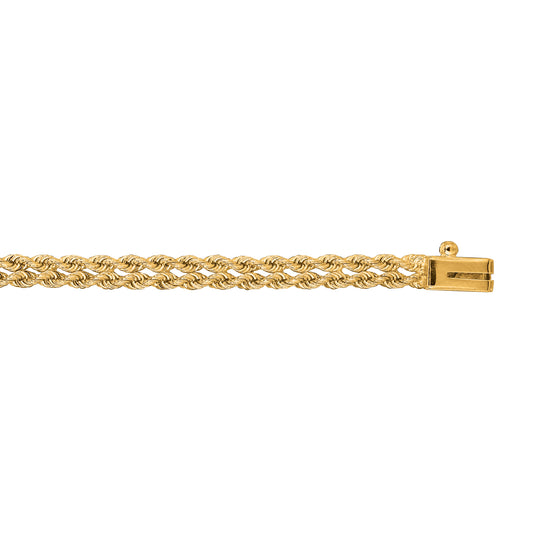 Yellow Gold Diamond Cut/ Textured Multi-row Rope Bracelet