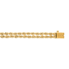 Yellow Gold Diamond Cut/ Textured Multi-row Rope Bracelet