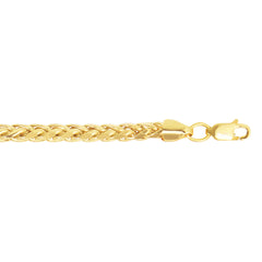 Yellow Gold Diamond Cut/ Textured Diamond Cut Lite Round Wheat Necklace