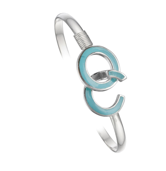 New Sterling silver blue enamel Ocean City Hook bangle