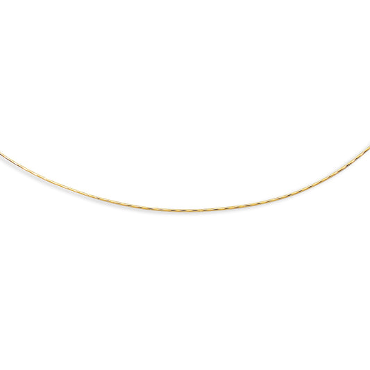 Yellow Gold Polished Diamond Cut Round Omega Necklace