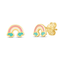 Yellow Gold Polished Enamel Fashion Earrings Earring