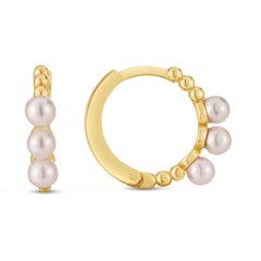 Yellow Gold Polished Gold & Pearl Fashion Earring