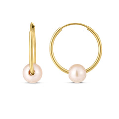 Yellow Gold Polished Gold & Pearl Fashion Earring