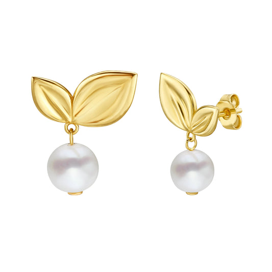 Parkplace Jewelers 14k-cherry-leaf-pearl-drop-studs-e15507