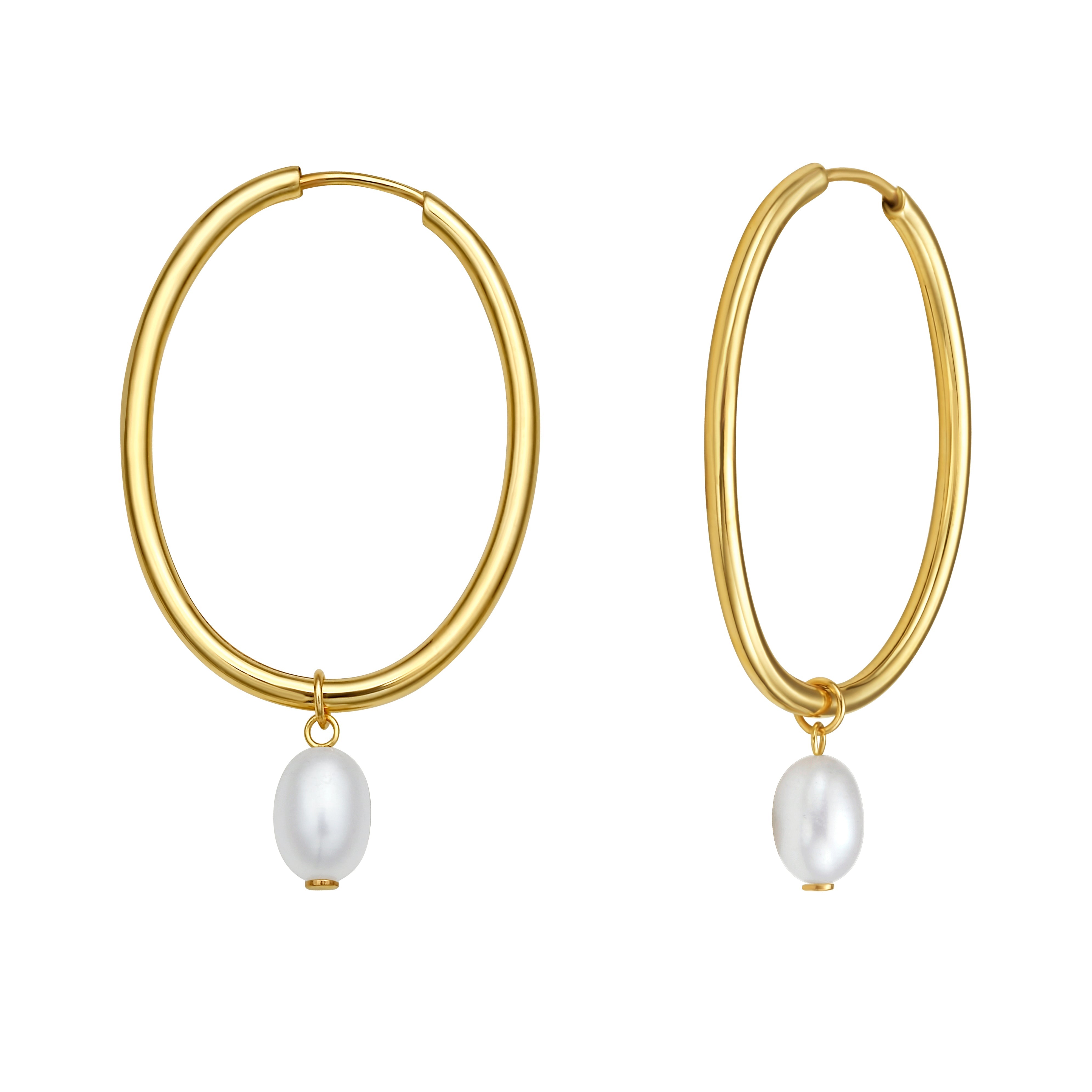 Parkplace Jewelers 14k-pearl-drop-oval-hoops-e15513
