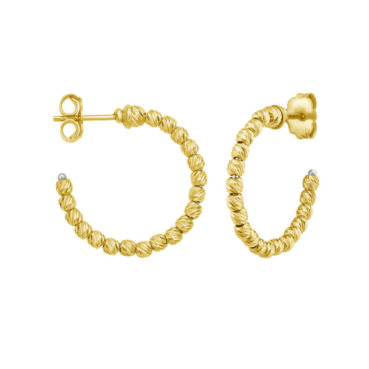 Yellow Gold Diamond Cut/ Textured Beaded Bliss Earring