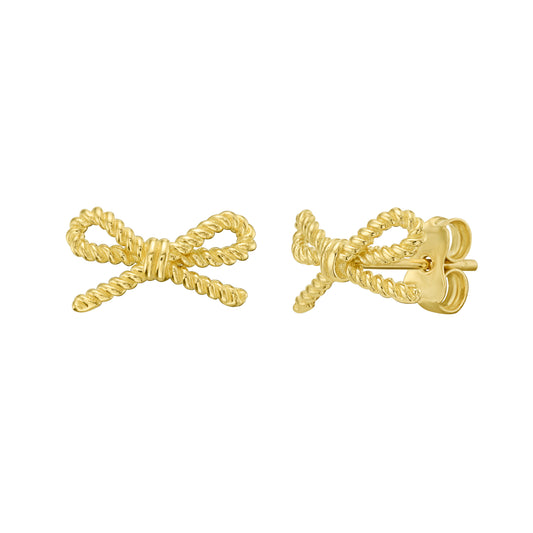 Yellow Gold Polished Darling Bows Earring