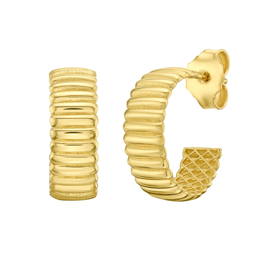 Yellow Gold Polished Tubogas Fashion Earring
