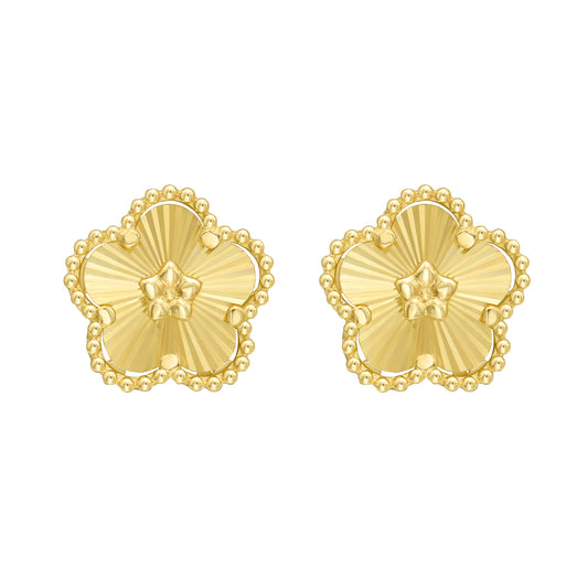 Yellow Gold Diamond Cut/ Textured  Earring