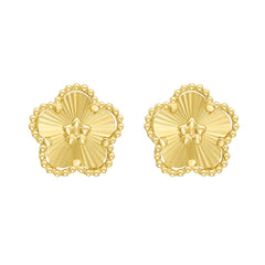 Yellow Gold Diamond Cut/ Textured  Earring