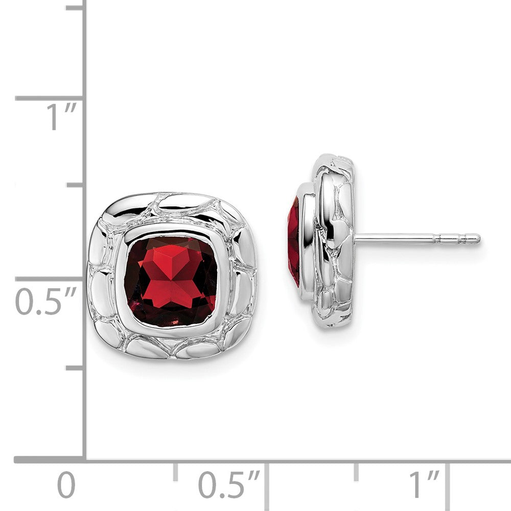 EM7077-GA-SS Sterling Silver Rhodium Plated Garnet Earrings