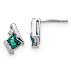 EM7398-CA-003-SSA Sterling Silver Antique Cushion Cr. Alexandrite and Diamond Earrings