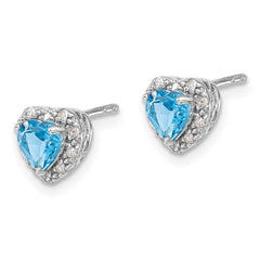 EM7400-BT-010-SSA Sterling Silver Rhodium-plated Blue Topaz and Diamond Earrings