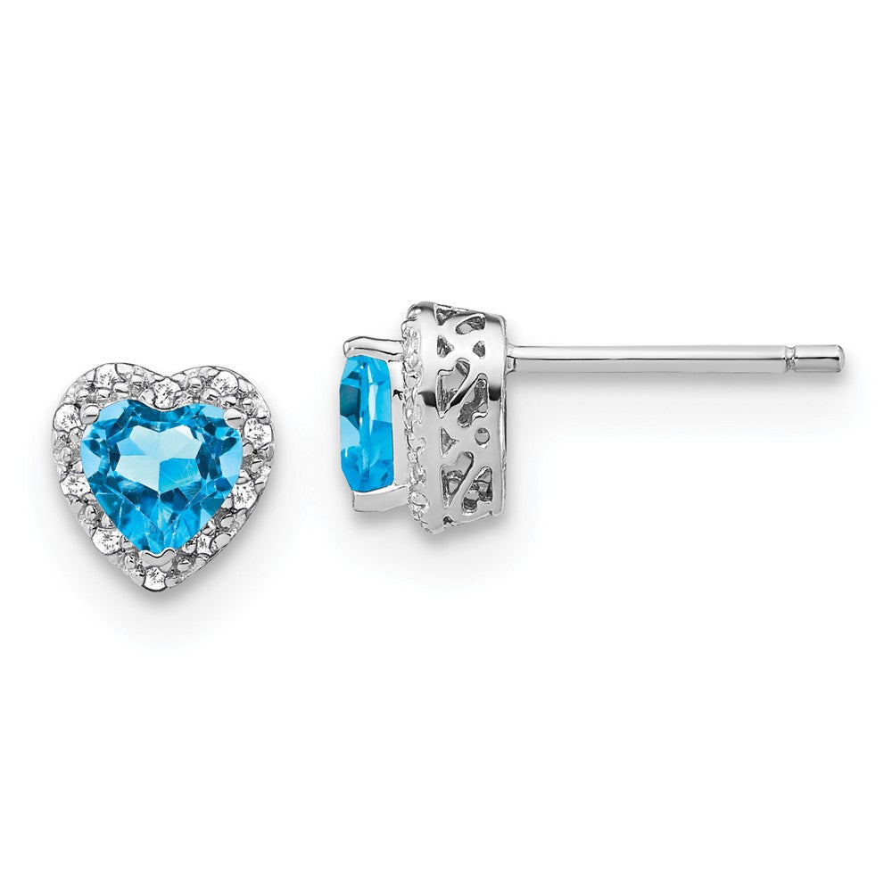 EM7400-BT-010-SSA Sterling Silver Rhodium-plated Blue Topaz and Diamond Earrings