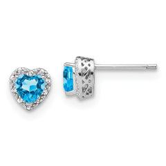 EM7400-BT-010-SSA Sterling Silver Rhodium-plated Blue Topaz and Diamond Earrings