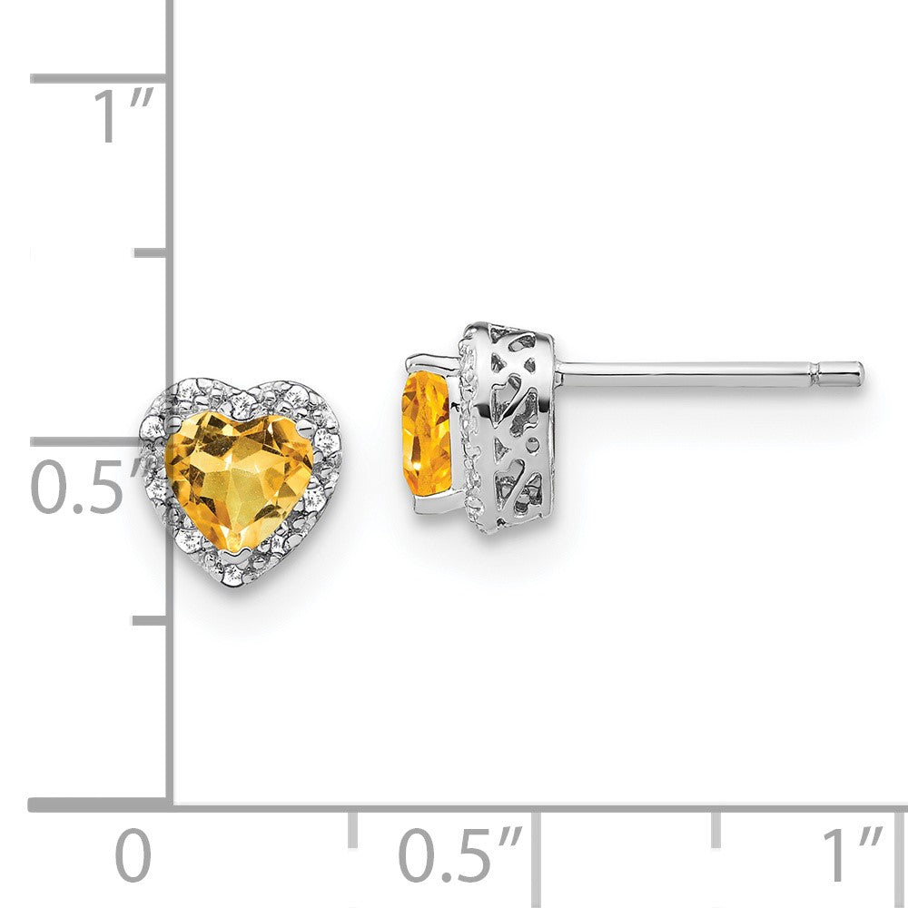 EM7400-CI-010-SSA Sterling Silver Rhodium-plated Citrine and Diamond Earrings