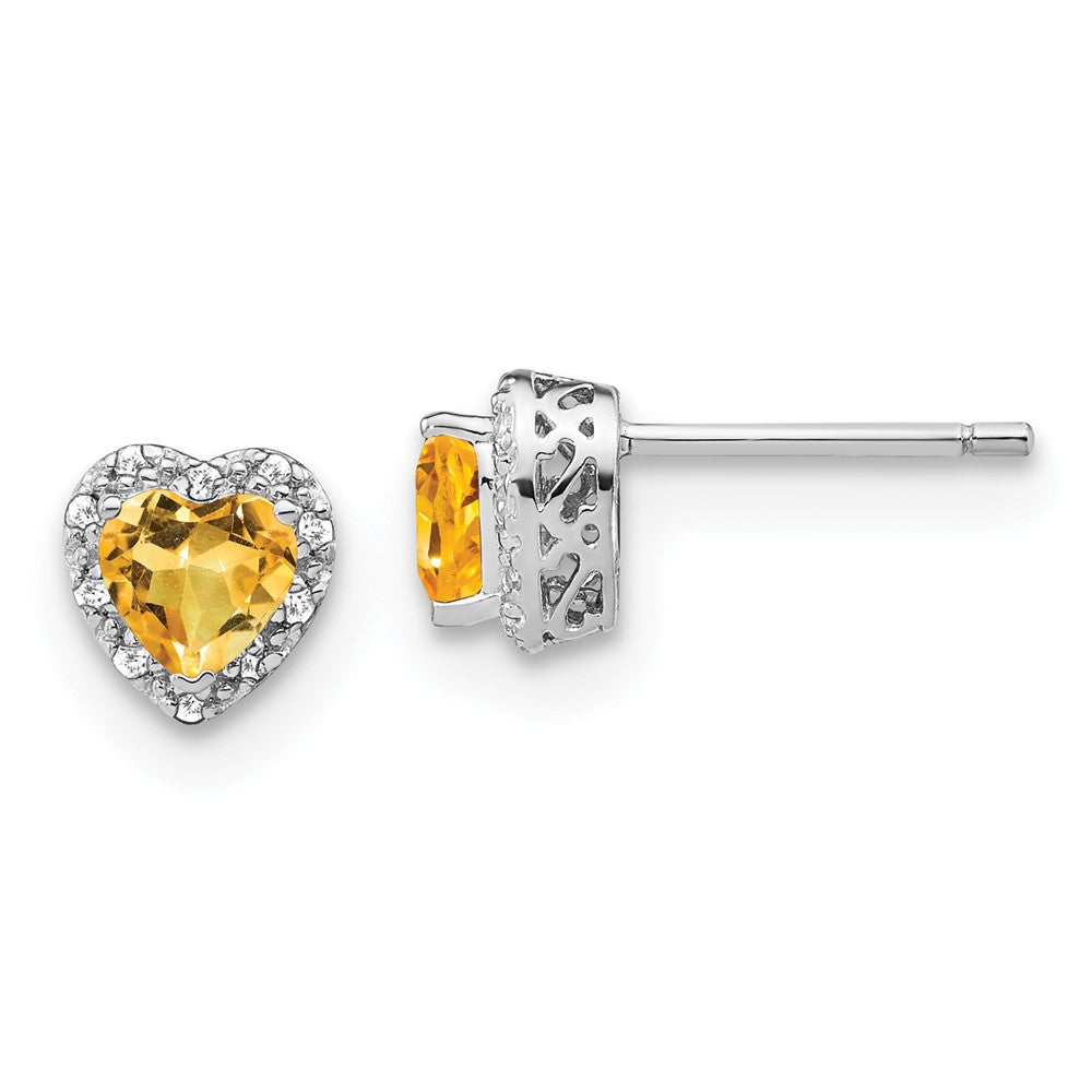 EM7400-CI-010-SSA Sterling Silver Rhodium-plated Citrine and Diamond Earrings