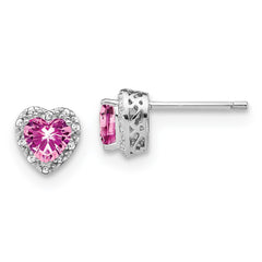 EM7400-CPS-010-SSA Sterling Silver Rhod-plated Created Pink Sapphire/Diamond Earrings