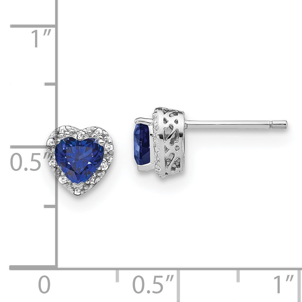 EM7400-CSA-010-SSA Sterling Silver Rhodium-plated Created Sapphire and Diamond Earrings