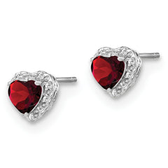 EM7400-GA-010-SSA Sterling Silver Rhodium-plated Garnet and Diamond Earrings