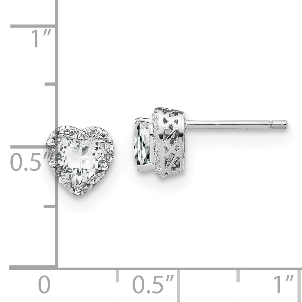 EM7400-WT-010-SSA Sterling Silver Rhodium-plated White Topaz and Diamond Earrings